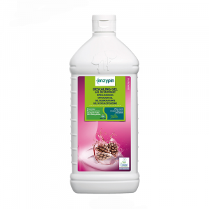 Weiße Flasche mit Pink-grünem Etikett